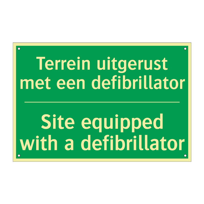 Terrein uitgerust met een defibrillator /.../ - Site equipped with a defibrillator /.../