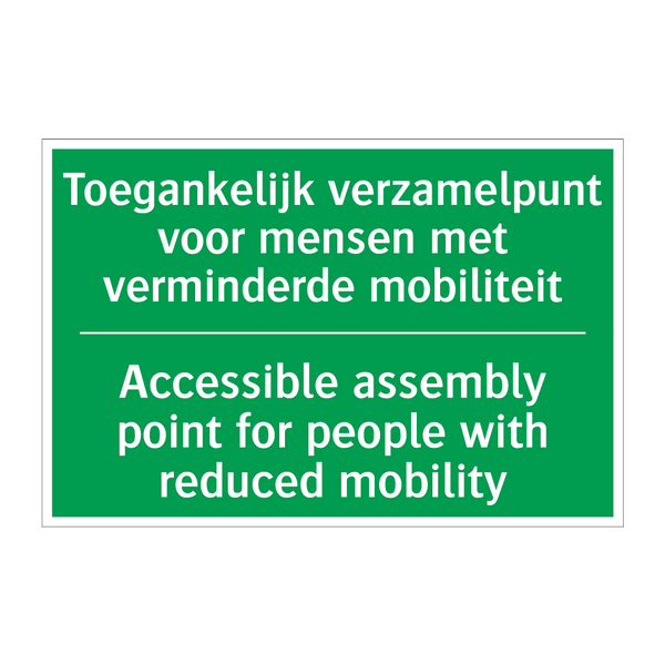 Toegankelijk verzamelpunt voor /.../ - Accessible assembly point /.../