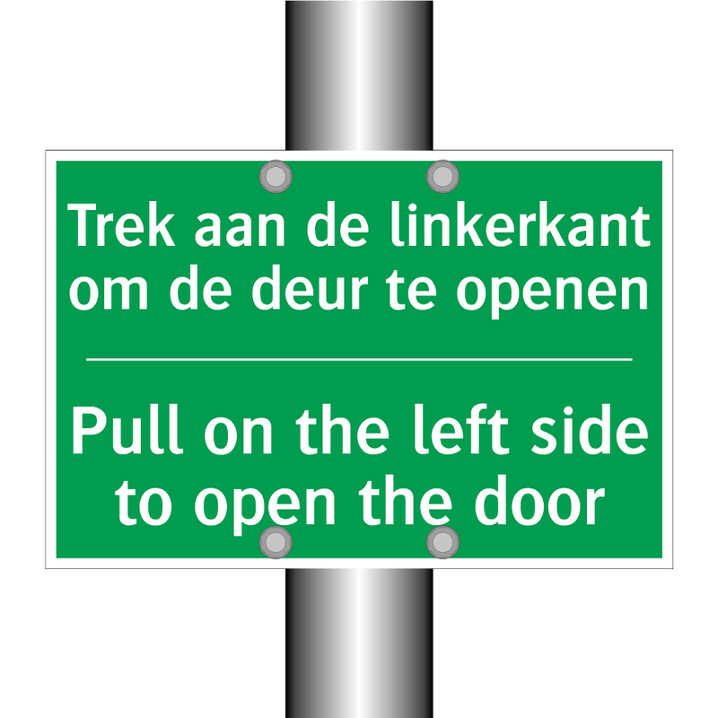 Trek aan de linkerkant om de deur /.../ - Pull on the left side to /.../