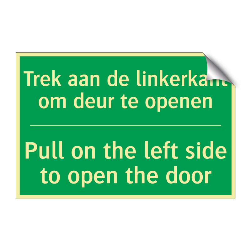 Trek aan de linkerkant om deur /.../ - Pull on the left side to /.../