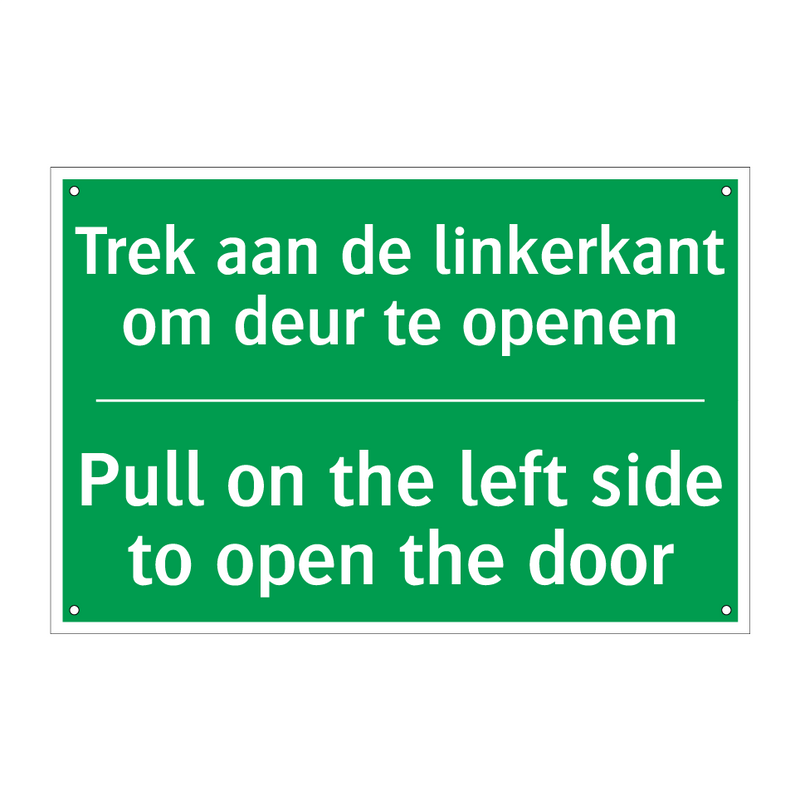 Trek aan de linkerkant om deur /.../ - Pull on the left side to /.../