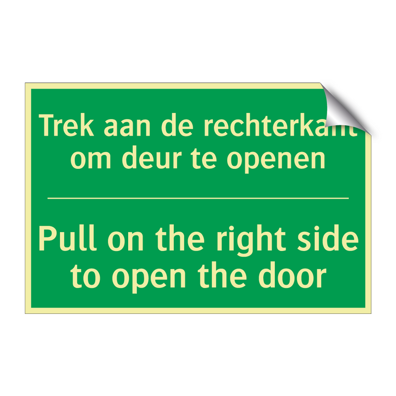 Trek aan de rechterkant om deur /.../ - Pull on the right side to /.../