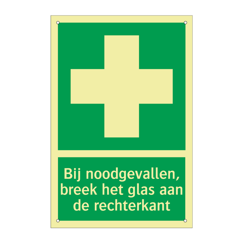 Bij noodgevallen, breek het glas aan de rechterkant