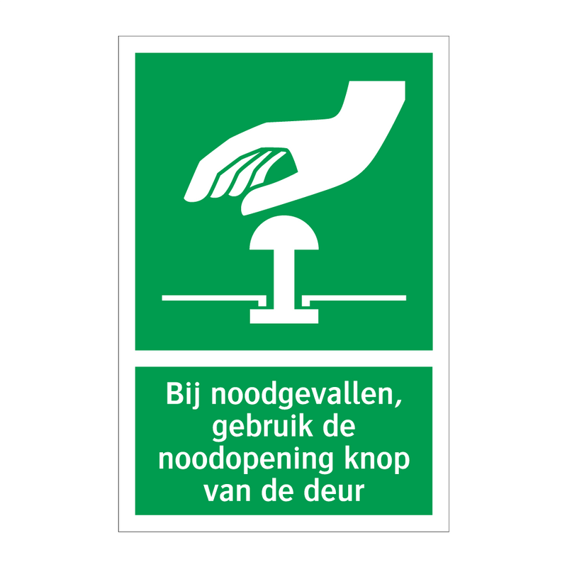 Bij noodgevallen, gebruik de noodopening knop van de deur