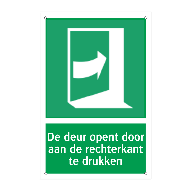 De deur opent door aan de rechterkant te drukken & De deur opent door aan de rechterkant te drukken