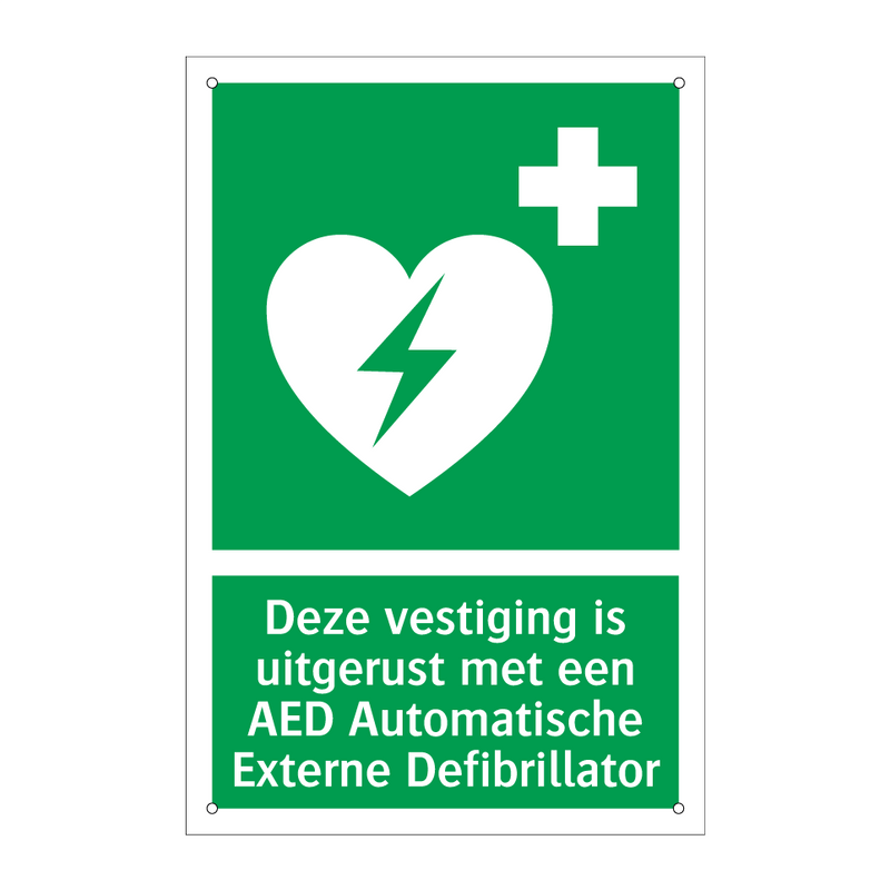 Deze vestiging is uitgerust met een AED Automatische Externe Defibrillator