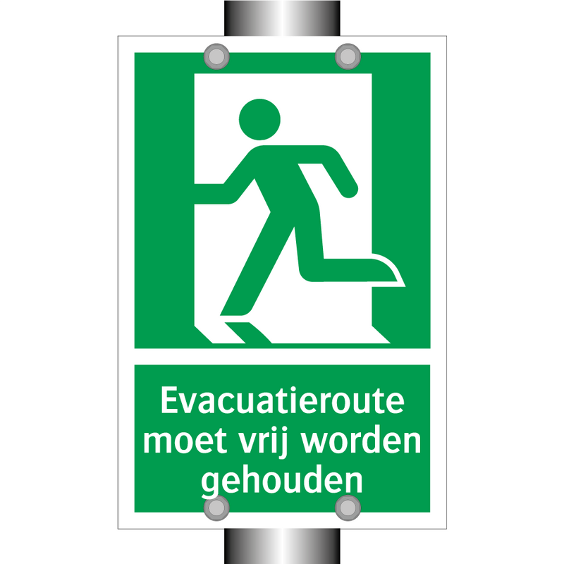 Evacuatieroute moet vrij worden gehouden & Evacuatieroute moet vrij worden gehouden