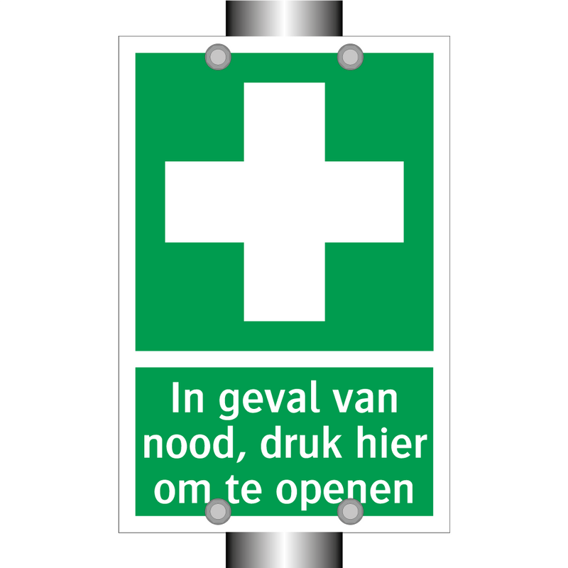 In geval van nood, druk hier om te openen & In geval van nood, druk hier om te openen