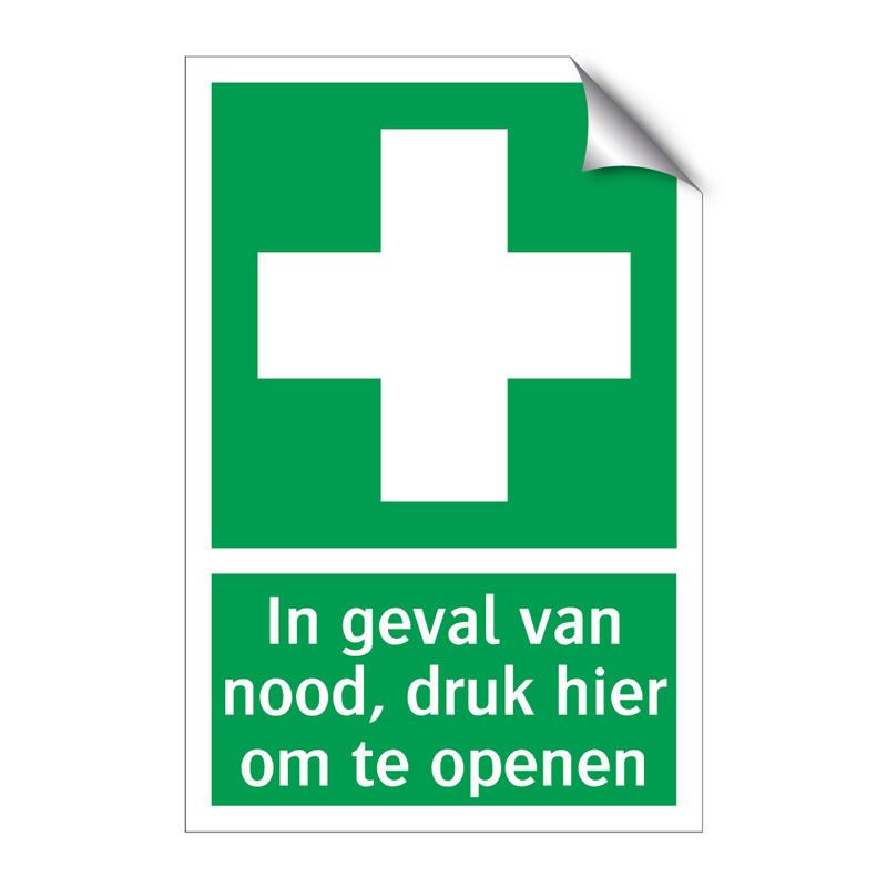 In geval van nood, druk hier om te openen & In geval van nood, druk hier om te openen