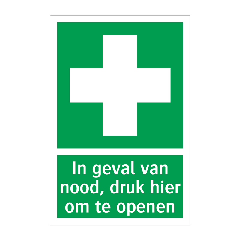 In geval van nood, druk hier om te openen & In geval van nood, druk hier om te openen