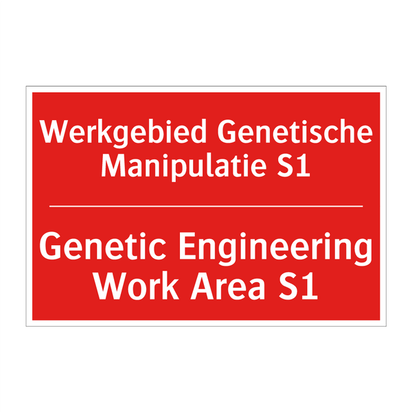 Werkgebied Genetische Manipulatie S1 - Genetic Engineering Work Area S1