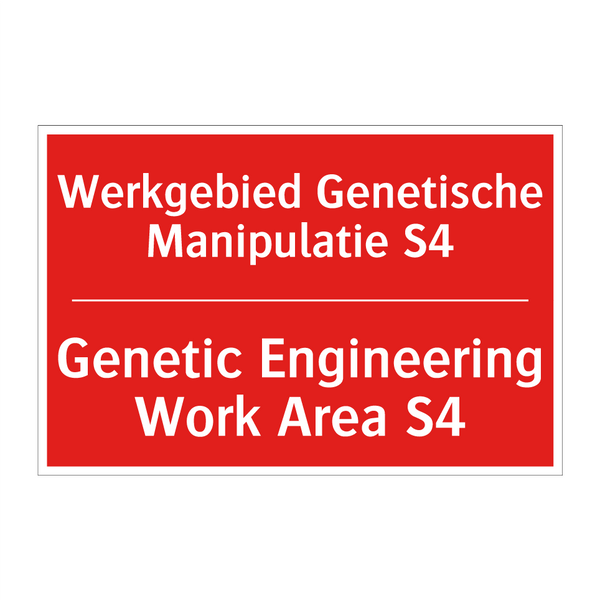 Werkgebied Genetische Manipulatie S4 - Genetic Engineering Work Area S4