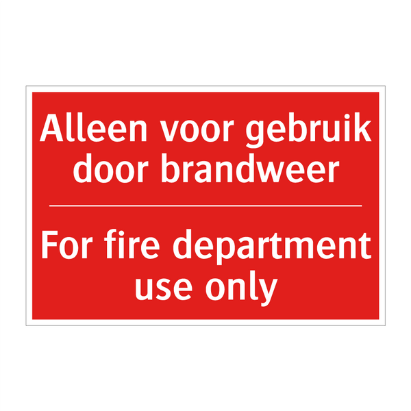 Alleen voor gebruik door brandweer - For fire department use only