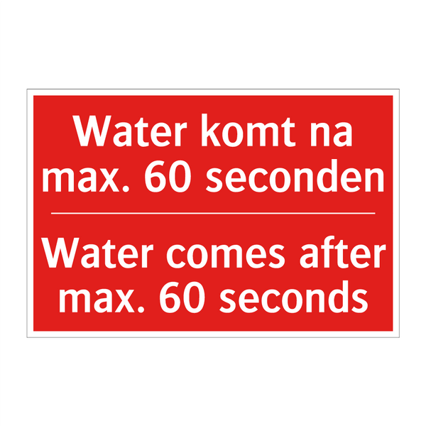 Water komt na max. 60 seconden - Water comes after max. 60 seconds