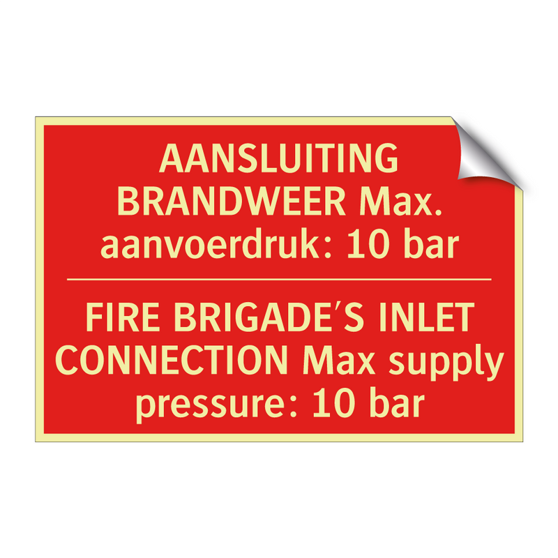 AANSLUITING BRANDWEER Max. aanvoerdruk: /.../ - FIRE BRIGADE'S INLET CONNECTION Max supply /.../