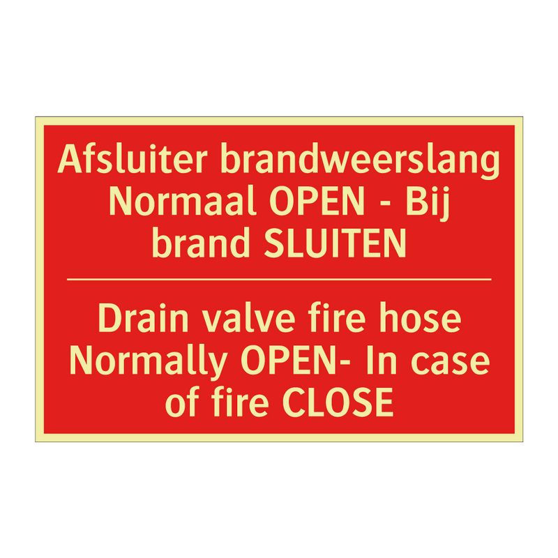 Afsluiter brandweerslang Normaal OPEN - /.../ - Drain valve fire hose Normally OPEN- In /.../