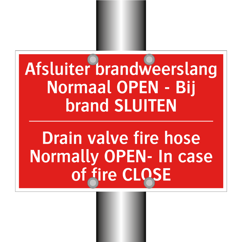 Afsluiter brandweerslang Normaal OPEN - /.../ - Drain valve fire hose Normally OPEN- In /.../