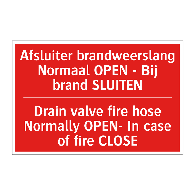 Afsluiter brandweerslang Normaal OPEN - /.../ - Drain valve fire hose Normally OPEN- In /.../