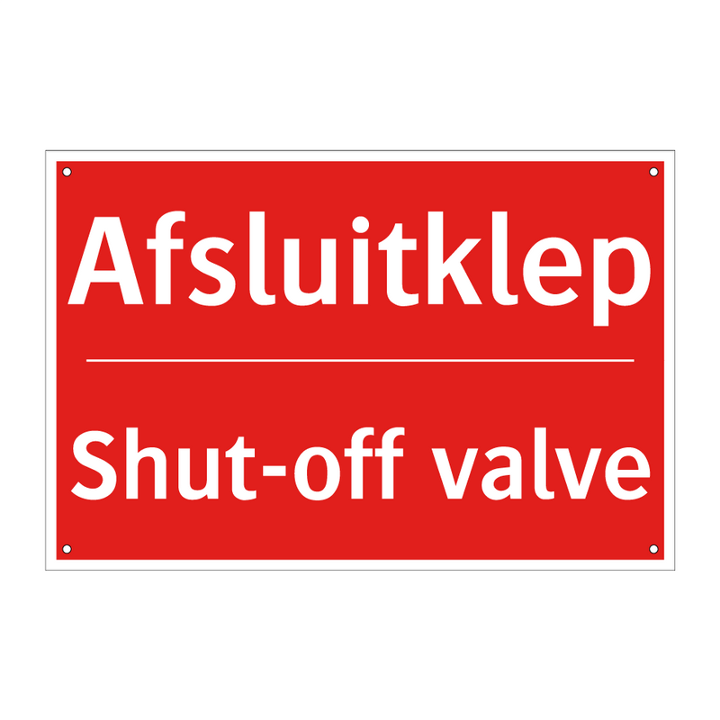 Afsluitklep - Shut-off valve