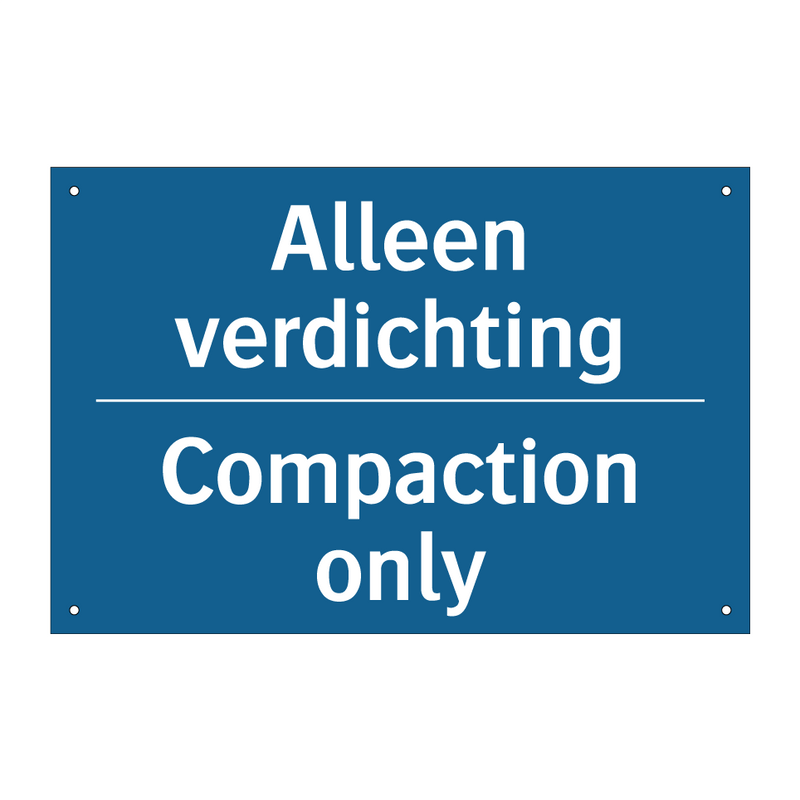 Alleen verdichting - Compaction only & Alleen verdichting - Compaction only