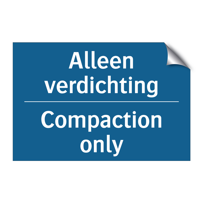 Alleen verdichting - Compaction only & Alleen verdichting - Compaction only