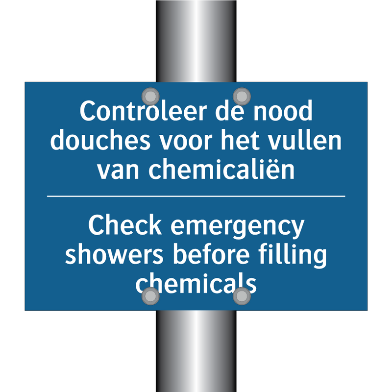 Controleer de nood douches voor /.../ - Check emergency showers before /.../