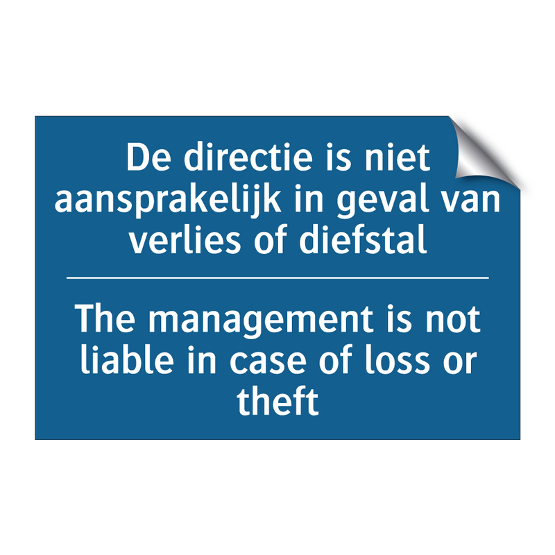 De directie is niet aansprakelijk /.../ - The management is not liable in /.../