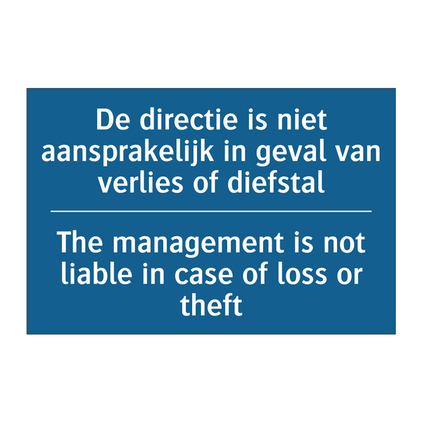 De directie is niet aansprakelijk /.../ - The management is not liable in /.../