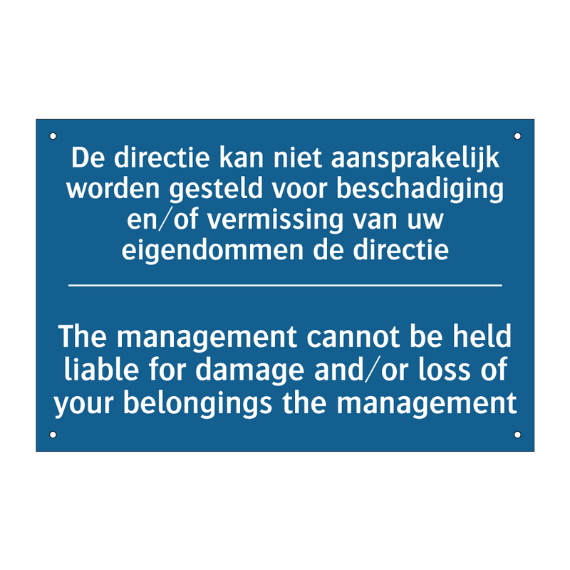 De directie kan niet aansprakelijk /.../ - The management cannot be held /.../