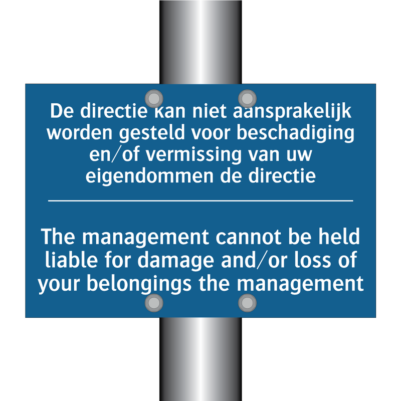 De directie kan niet aansprakelijk /.../ - The management cannot be held /.../