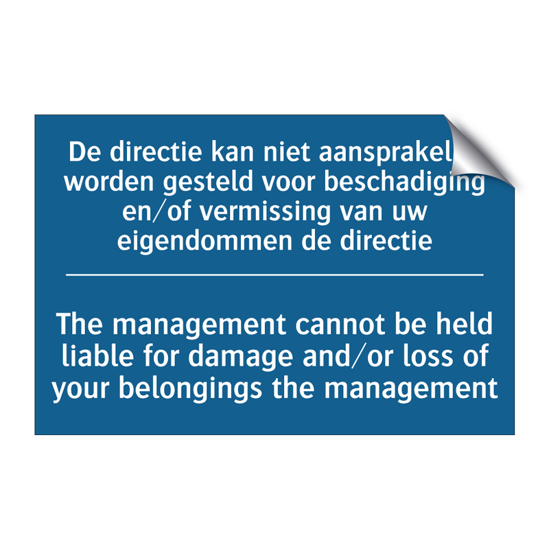 De directie kan niet aansprakelijk /.../ - The management cannot be held /.../