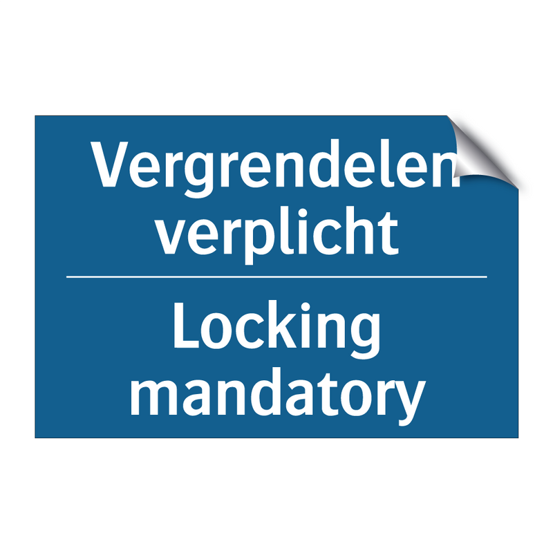 Vergrendelen verplicht - Locking mandatory & Vergrendelen verplicht - Locking mandatory