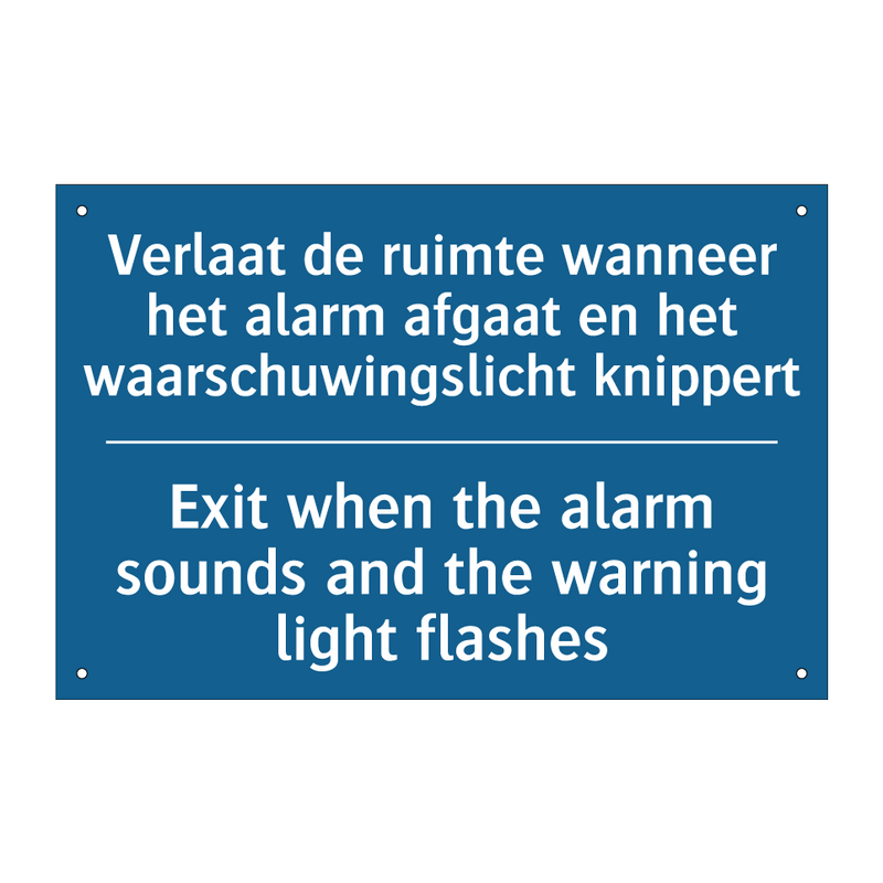 Verlaat de ruimte wanneer het /.../ - Exit when the alarm sounds and /.../