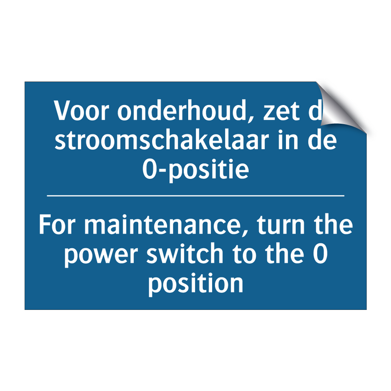 Voor onderhoud, zet de stroomschakelaar /.../ - For maintenance, turn the power /.../