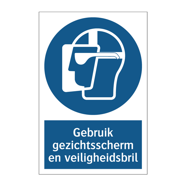 Gebruik gezichtsscherm en veiligheidsbril & Gebruik gezichtsscherm en veiligheidsbril