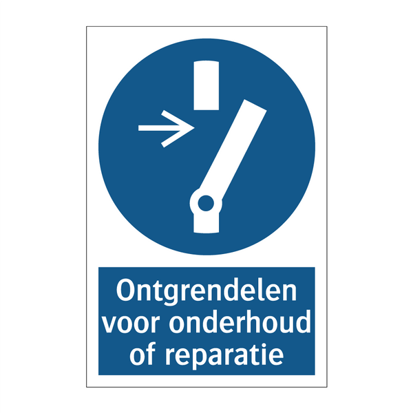 Ontgrendelen voor onderhoud of reparatie & Ontgrendelen voor onderhoud of reparatie