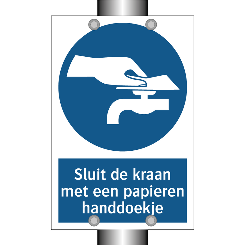 Sluit de kraan met een papieren handdoekje & Sluit de kraan met een papieren handdoekje