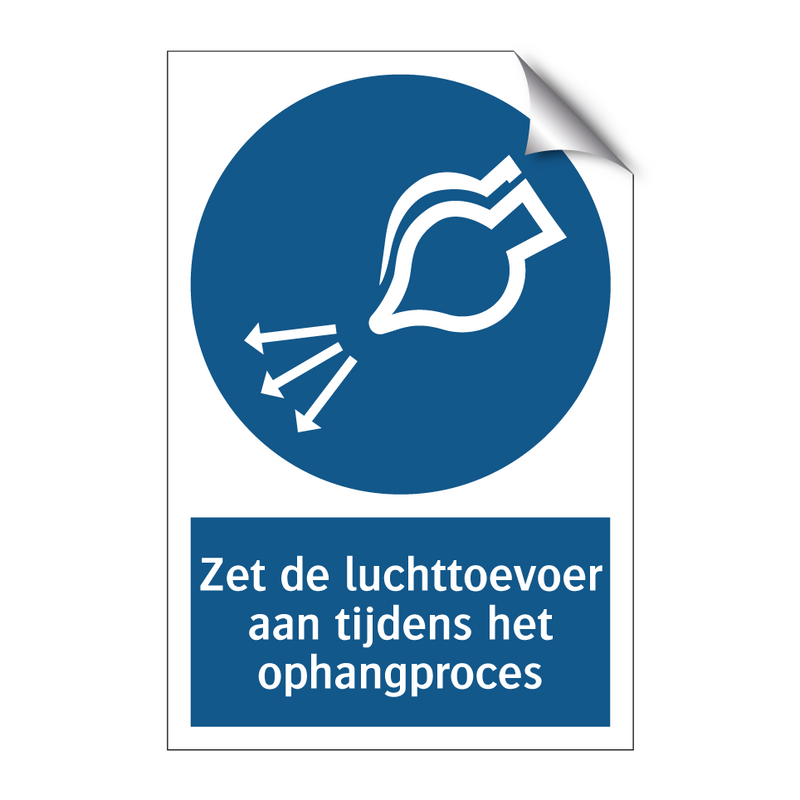 Zet de luchttoevoer aan tijdens het ophangproces & Zet de luchttoevoer aan tijdens het ophangproces