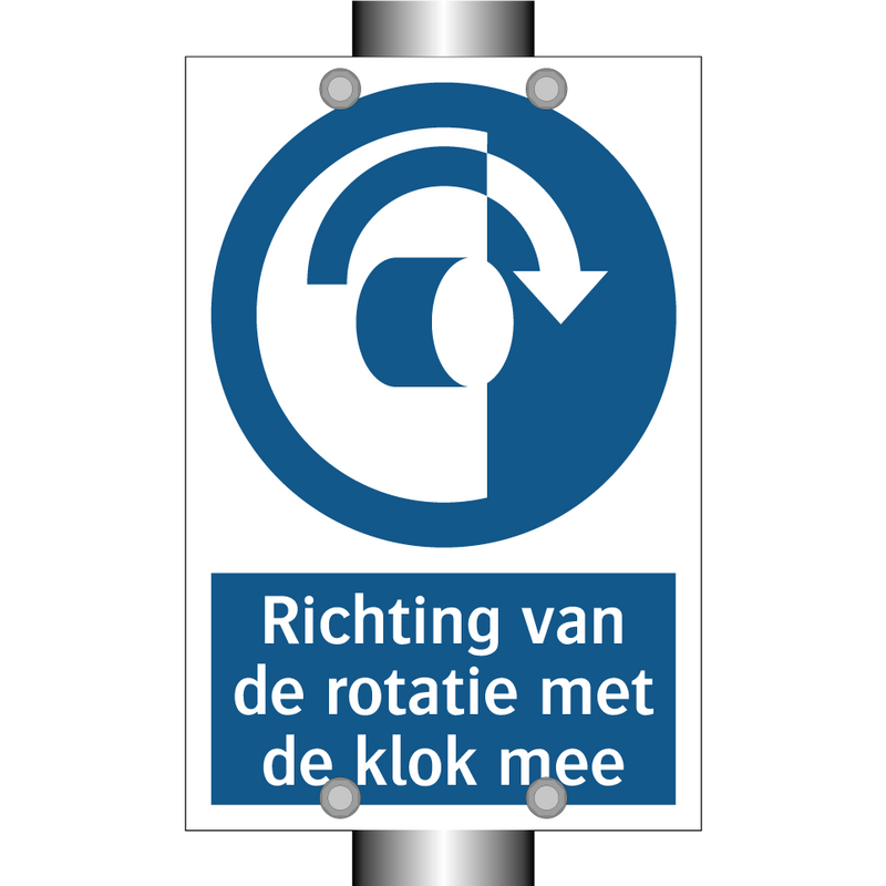 Richting van de rotatie met de klok mee & Richting van de rotatie met de klok mee