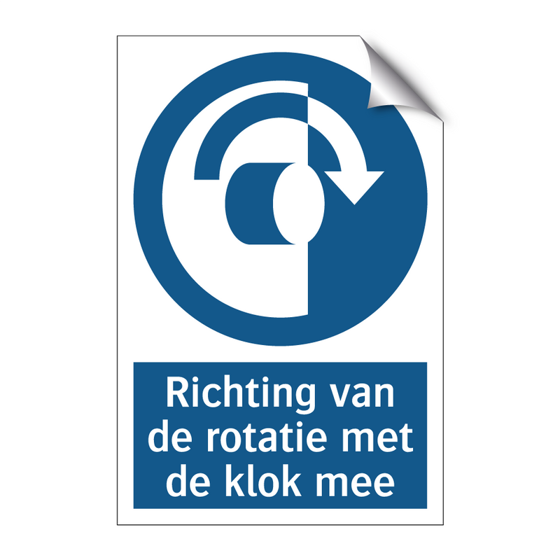 Richting van de rotatie met de klok mee & Richting van de rotatie met de klok mee