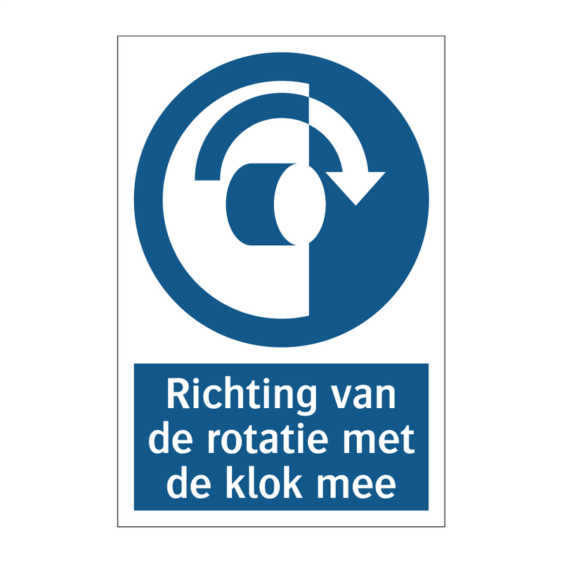 Richting van de rotatie met de klok mee & Richting van de rotatie met de klok mee