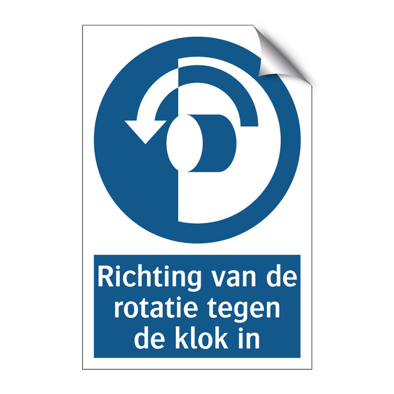 Richting van de rotatie tegen de klok in & Richting van de rotatie tegen de klok in