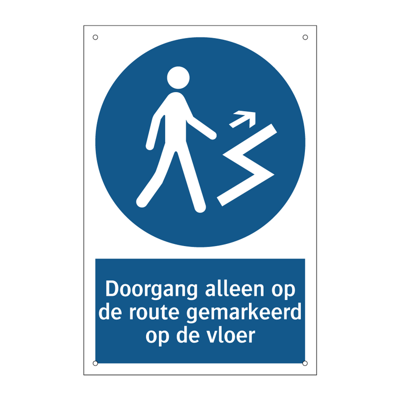 Doorgang alleen op de route gemarkeerd op de vloer