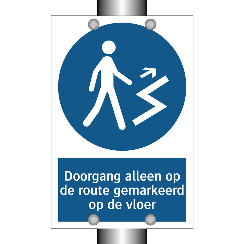 Doorgang alleen op de route gemarkeerd op de vloer