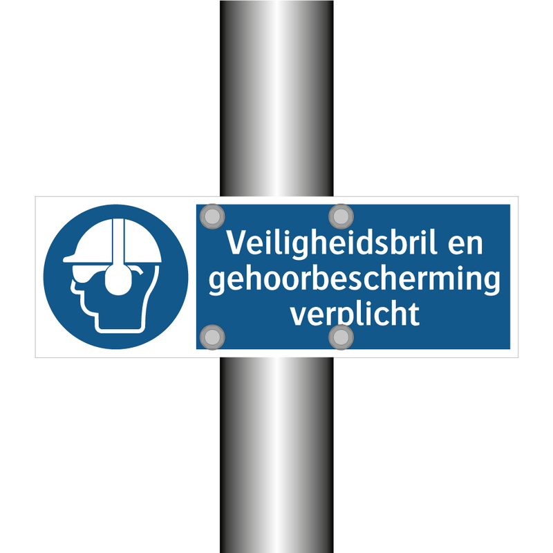 Veiligheidsbril en gehoorbescherming verplicht & Veiligheidsbril en gehoorbescherming verplicht