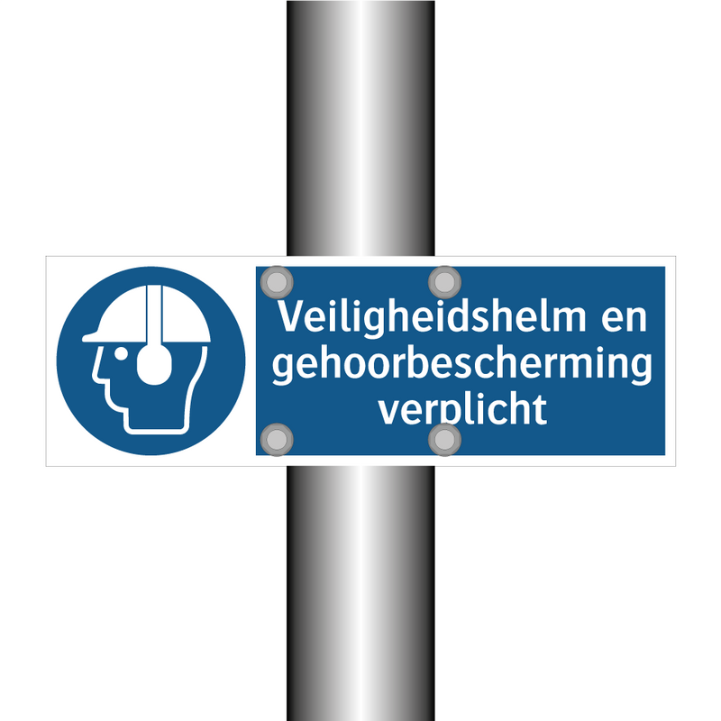 Veiligheidshelm en gehoorbescherming verplicht & Veiligheidshelm en gehoorbescherming verplicht