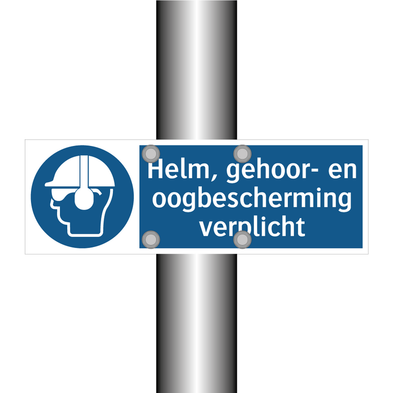 Helm, gehoor- en oogbescherming verplicht & Helm, gehoor- en oogbescherming verplicht