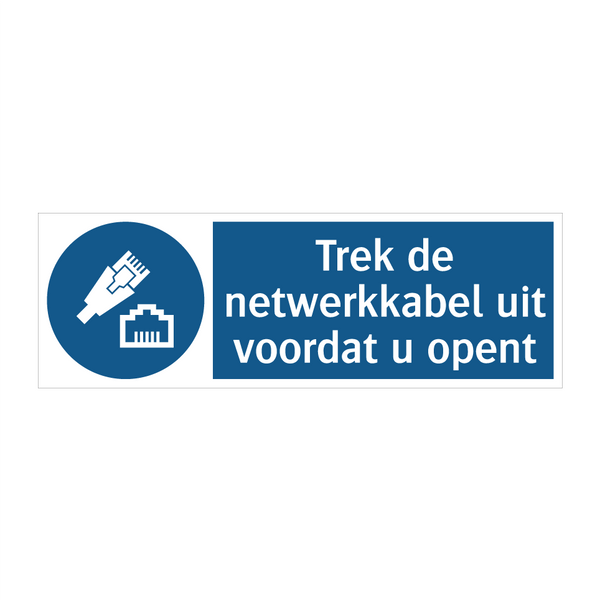 Trek de netwerkkabel uit voordat u opent & Trek de netwerkkabel uit voordat u opent