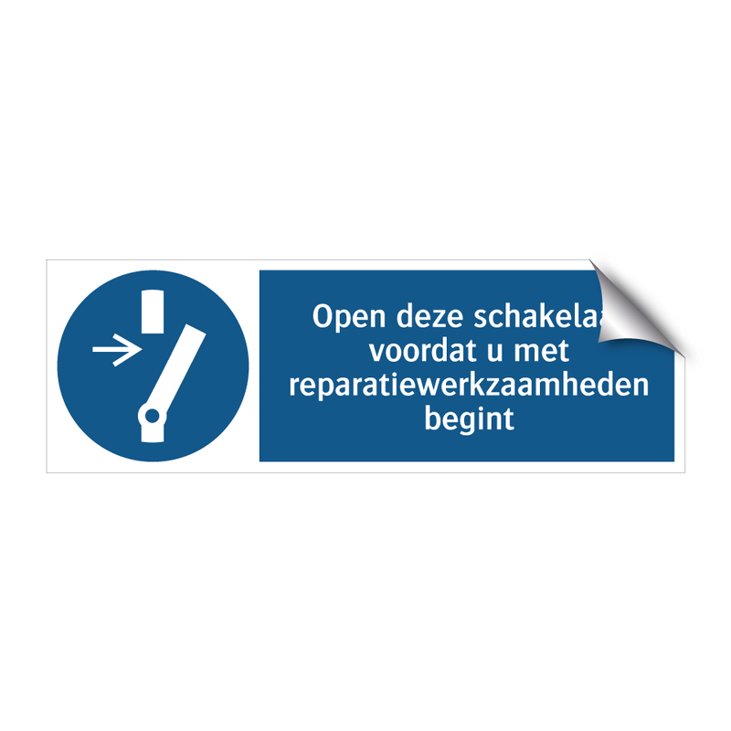 Open deze schakelaar voordat u met reparatiewerkzaamheden begint