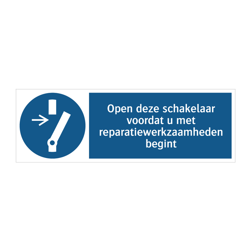 Open deze schakelaar voordat u met reparatiewerkzaamheden begint